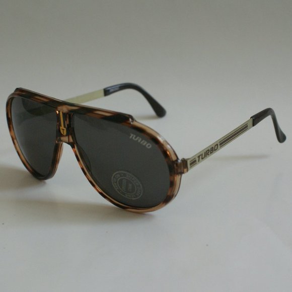 NWT TruVintage 90's "Turbo" logo combo sports Aviator sunglasses w/Zebra pattern - Picture 2 of 5